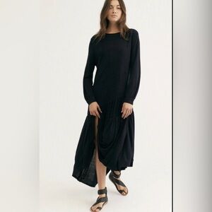 Free People FP Beach Jilly Midi Maxi Dress Black Oversized XS
